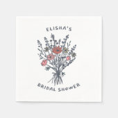 ワイルドフラワーブーケ素朴お洒落ブライダルシャワー スタンダードカクテルナプキン (正面)