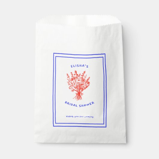 ワイルドフラワーブーケ素朴お洒落ブライダルシャワー フェイバーバッグ (正面)