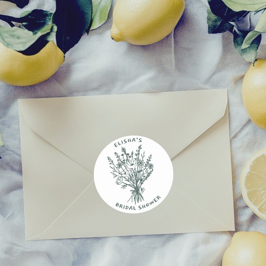 ワイルドフラワーブーケ素朴お洒落ブライダルシャワー ラウンドシール