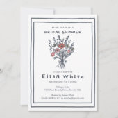 ワイルドフラワーブーケ素朴お洒落ブライダルシャワー 招待状 (正面)