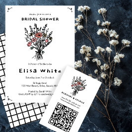 ワイルドフラワーブーケ素朴お洒落ブライダルシャワー 招待状