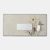 ワイルドフラワーブーケ素朴セージモノグラム デスクマット (キーボード&マウス)