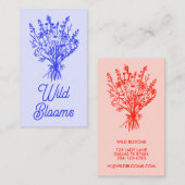 ワイルドフラワーブーケ素朴ミニマルフローラブルーレッド 名刺 (正面/裏面)