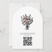 ワイルドフラワーブーケ素朴QRお洒落ブライダルアーチ 招待状 (裏面)