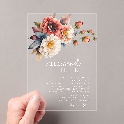 ワイルドフラワーブーケ結婚の花 アクリル招待状 (インサイチュ (ポータブル))