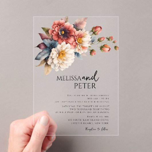 ワイルドフラワーブーケ結婚の花 アクリル招待状 (インサイチュ (ポータブル))
