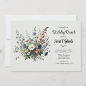 ワイルドフラワーブーケ誕生日ブランチ招待状 招待状 (正面)