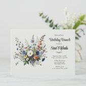 ワイルドフラワーブーケ誕生日ブランチ招待状 招待状 (スタンド正面)