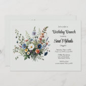 ワイルドフラワーブーケ誕生日ブランチ招待状 招待状 (正面/裏面)