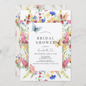 ワイルドフラワーブーケ&バタフライブライダルシャワー 招待状 (正面/裏面)