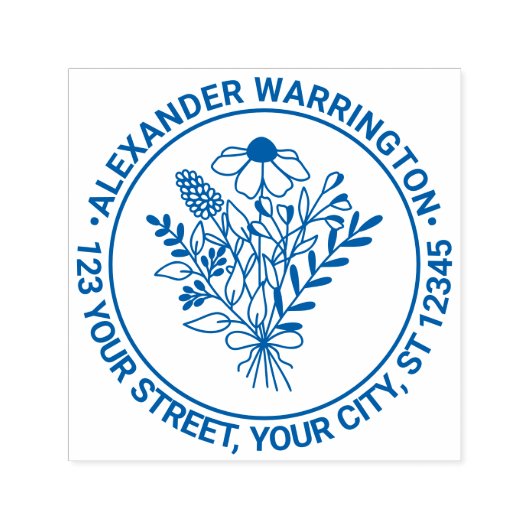 ワイルドフラワーブーケ#1ネーム差出人住所 セルフインキングスタンプ (デザイン)