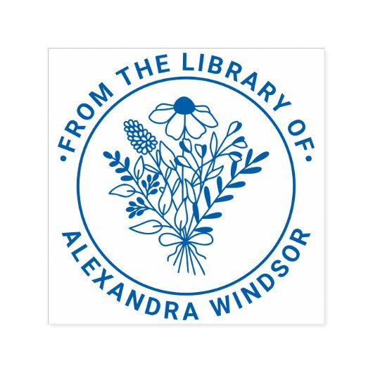 ワイルドフラワーブーケ#1図書名エンボッサー セルフインキングスタンプ (デザイン)