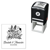 ワイルドフラワーブーケ#1L結婚のカップル名Date セルフインキングスタンプ (インサイチュ)