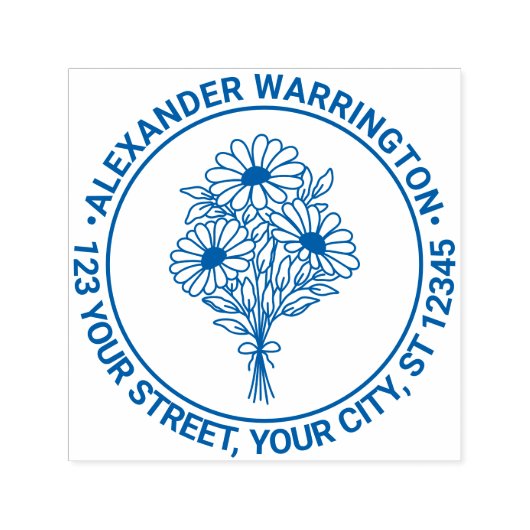 ワイルドフラワーブーケ#2ネーム差出人住所 セルフインキングスタンプ (デザイン)