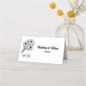 ワイルドフラワーブーケ#2L結婚のカップル名の初期化 プレイスカード (正面)