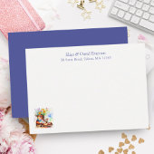 ワイルドフラワーブーツ付き水色マウス ノートカード