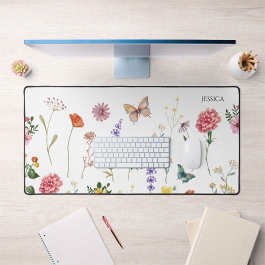ワイルドフラワープレスシンプルフローラ名机マット デスクマット (オフィス1)