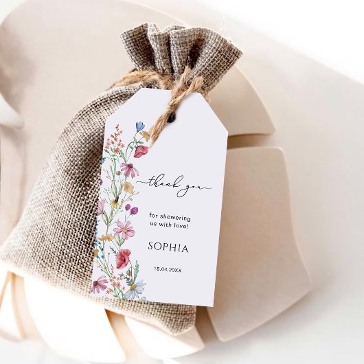 ワイルドフラワーベイビーシャワーありがとう ギフトタグ