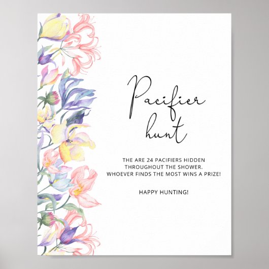 ワイルドフラワーベイビーシャワーおしゃぶり狩りゲーム ポスター (正面)