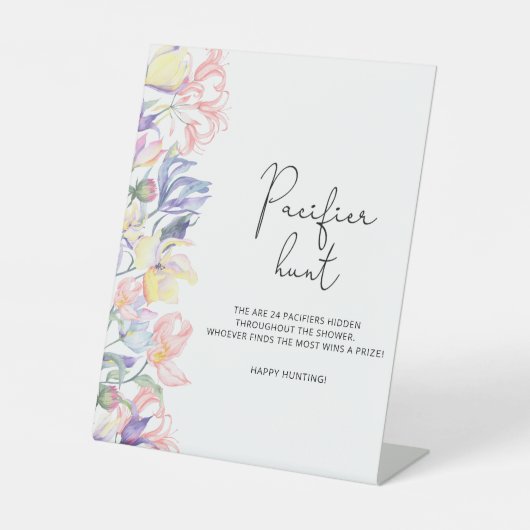 ワイルドフラワーベイビーシャワーおしゃぶり狩りゲーム 台座サイン (正面)