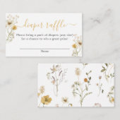 ワイルドフラワーベイビーシャワーガールおむつラッフル エンクロージャーカード (正面/裏面)