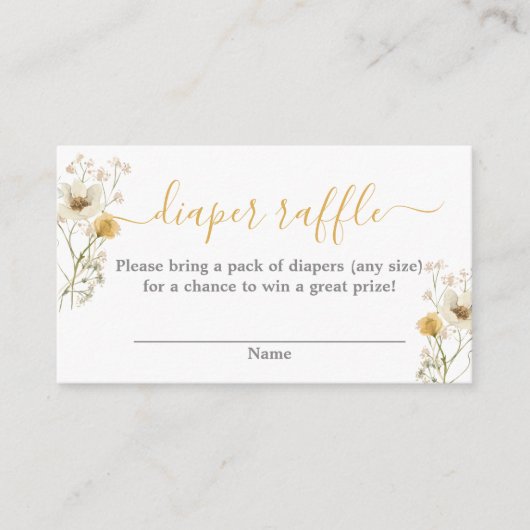 ワイルドフラワーベイビーシャワーガールおむつラッフル エンクロージャーカード (正面)