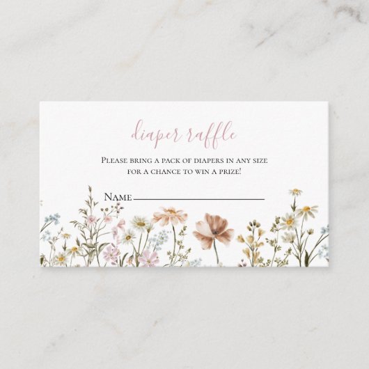 ワイルドフラワーベイビーシャワーディーパーラッフル エンクロージャーカード (正面)