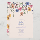 ワイルドフラワーベイビーシャワーパーティーの招待状 招待状 (正面/裏面)