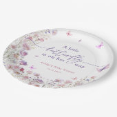 ワイルドフラワーベイビーシャワーパープルピンクバタフライ ペーパープレート (アングル)