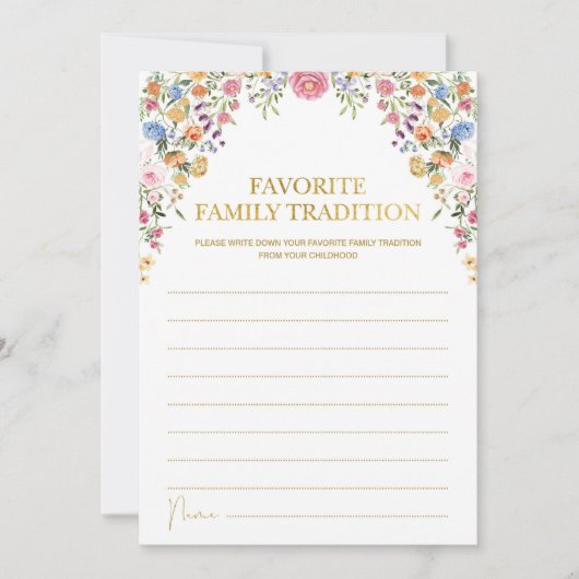 ワイルドフラワーベイビーシャワーファミリー伝統ゲームカード 招待状 (正面)