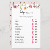 ワイルドフラワーベイビーシャワーベビー特徴ゲームカード (正面/裏面)