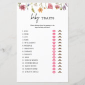 ワイルドフラワーベイビーシャワーベビー特徴ゲームカード (正面)