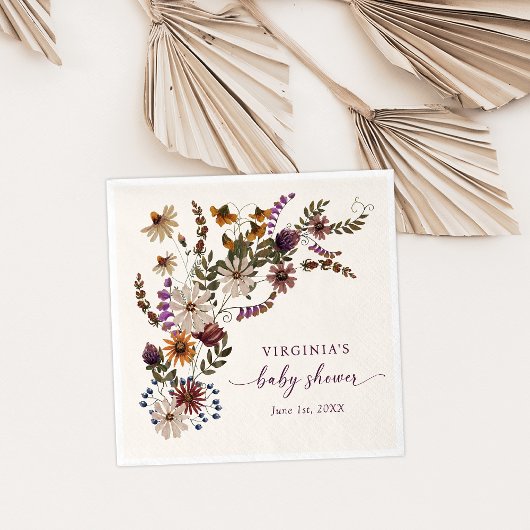 ワイルドフラワーベイビーシャワーペーパーナプキン スタンダードカクテルナプキン