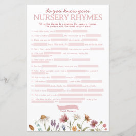 ワイルドフラワーベイビーシャワー子供部屋韻ゲーム