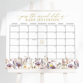 ワイルドフラワーベイビーシャワー推定期日カレンダー ポスター