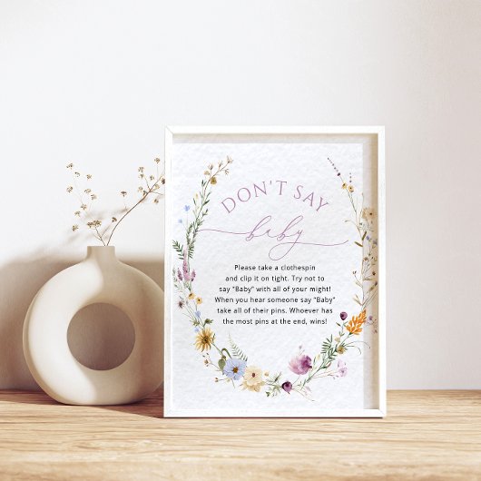 ワイルドフラワーベイビーシャワー"言わないベビー"ゲーム ポスター