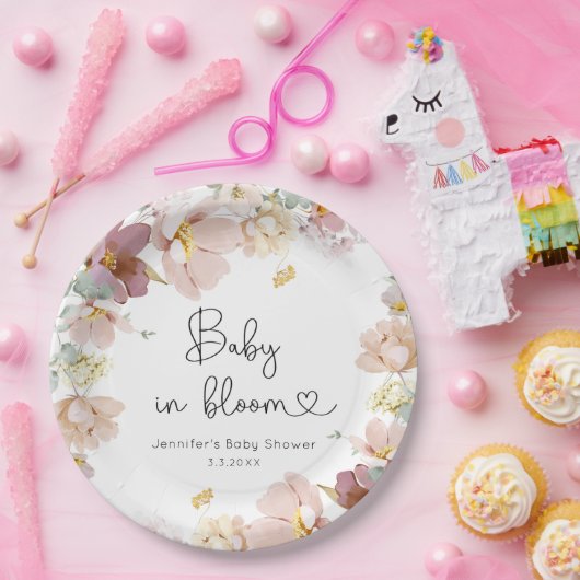 ワイルドフラワーベイビー咲き誇るベイビーシャワー ペーパープレート (パーティー)