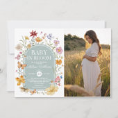 ワイルドフラワーベイビー イン ブルーム ガールシャワー 招待状 (正面)