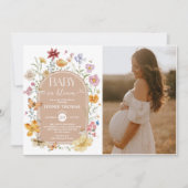 ワイルドフラワーベイビー イン ブルーム ガール シャワー フォト 招待状 (正面)