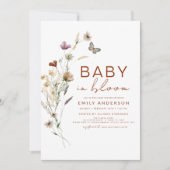 ワイルドフラワーベイビー イン ブルーム ベビーシャワー テラコッタ 招待状 (正面)