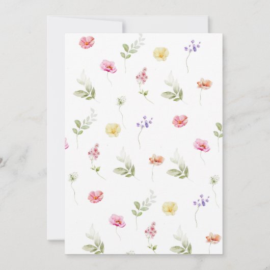 ワイルドフラワーベビーの開花の女の子シャワー 招待状 (裏面)