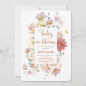 ワイルドフラワーベビーの開花の赤ちゃんシャワーガール 招待状 (正面)