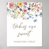ワイルドフラワーベビーの開花ベビーシャワーの好意サイン ポスター (正面)