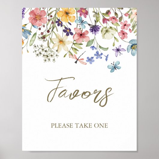 ワイルドフラワーベビーの開花ベビーシャワーの好意サイン ポスター (正面)