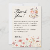 ワイルドフラワーベビーは紅茶のパーティーの赤ちゃんシャワーを醸造している サンキューカード (正面)