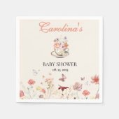 ワイルドフラワーベビーは紅茶のパーティーの赤ちゃんシャワーを醸造している スタンダードカクテルナプキン (正面)