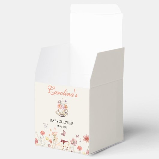 ワイルドフラワーベビーは紅茶のパーティーの赤ちゃんシャワーを醸造している フェイバーボックス (オープン)