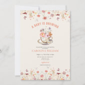 ワイルドフラワーベビーは紅茶のパーティーの赤ちゃんシャワーを醸造している 招待状 (正面)