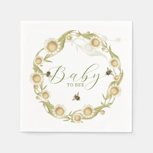 ワイルドフラワーベビーへビーベイビーシャワー スタンダードカクテルナプキン (正面)
