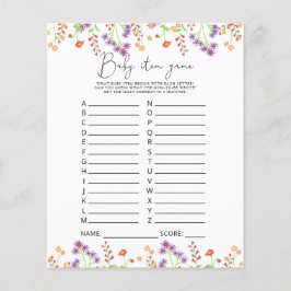 ワイルドフラワーベビーアイテムゲーム。赤ちゃんシャワーゲーム